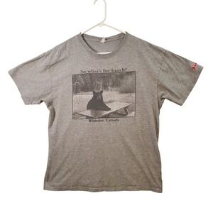 Whistler Canada Bear Graphic T-Shirt Mens Large Gray So Whats For Lunch Tee Vtg
